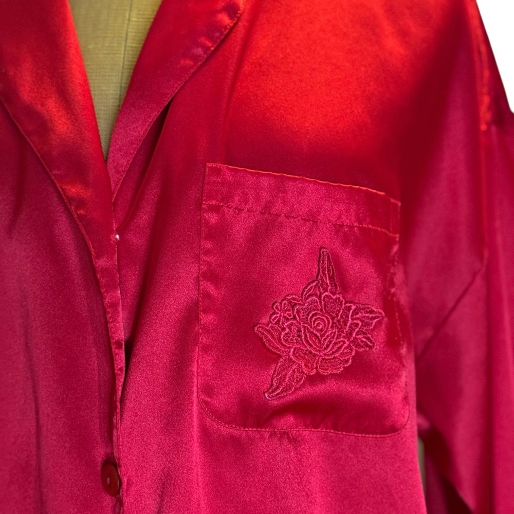 Victoria's Secret Red Satin Blouse with Embroidered - Picture 4 of 7